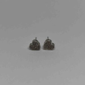 עגיל כסף  לב משובץ